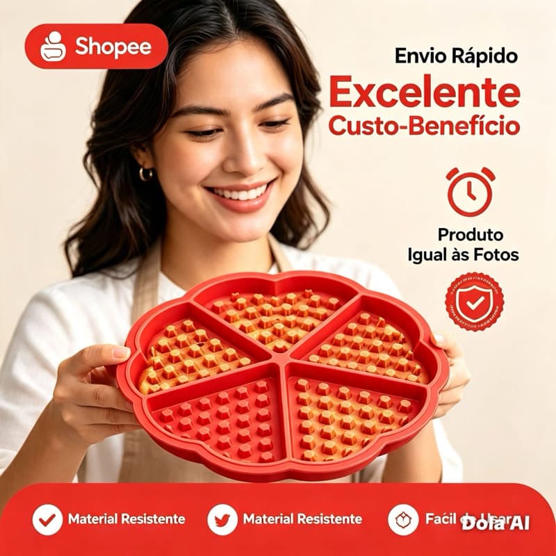 Forma Silicone Waffle 5 Partes Fácil Limpar Cozinhar