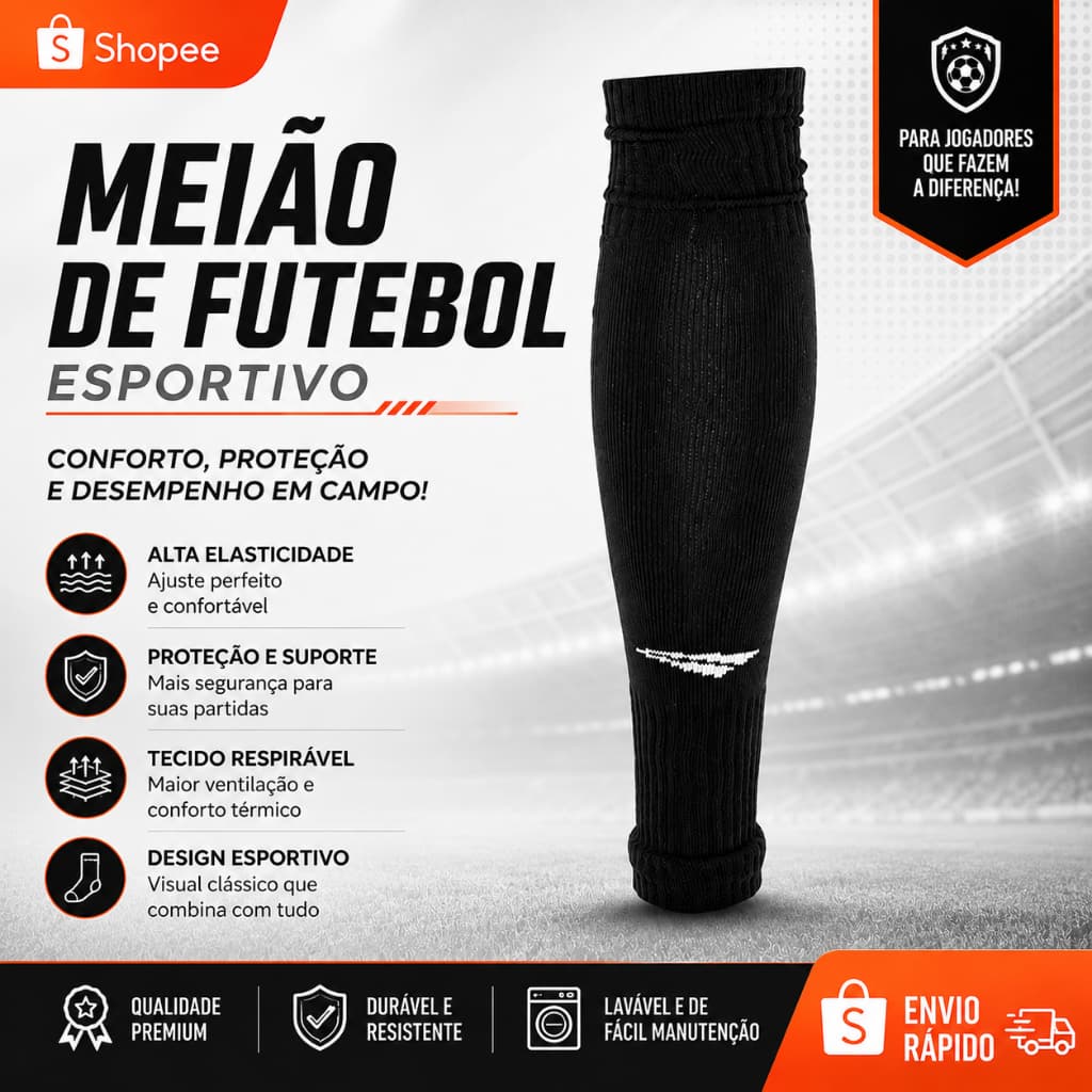 Meião Canelito Futebol Penalty Storm Original Profissional 39 a 44 Sem Pé