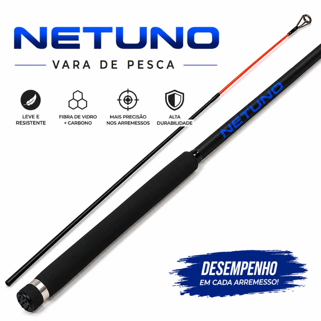 Vara Telescópica de Pesca em Fibra de Vidro Gomo Longo 3m 4m 5m – Alta Resistência e Leveza - Netuno