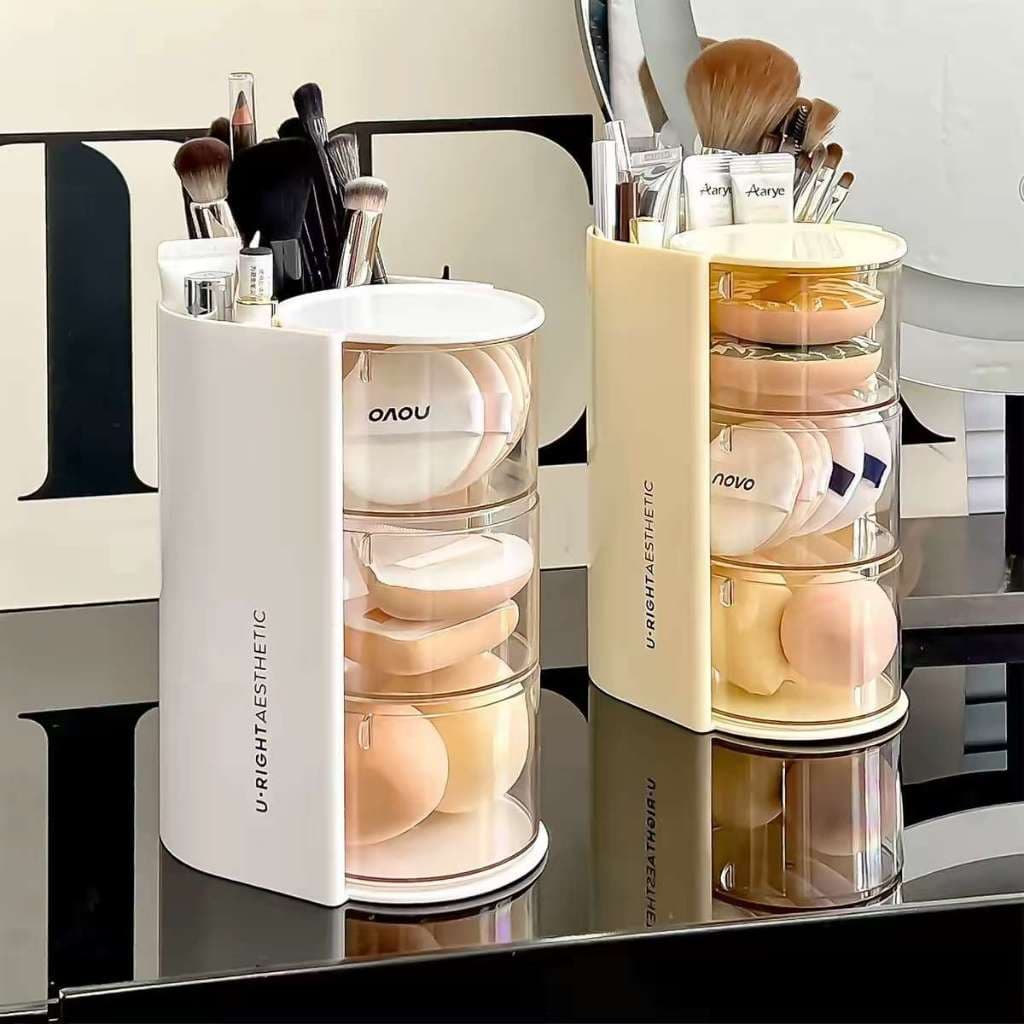 Organizador de Maquiagem 3 Camadas Multiuso com Gavetas Porta Pincéis e Cosméticos Design Moderno