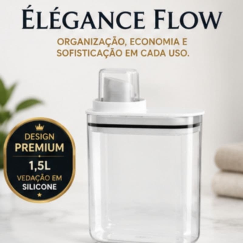 Dispenser de Sabão Líquido 1,5L com Vedação em Silicone | Organizador para Lavanderia | Antidesperdício | Élégance Flow™