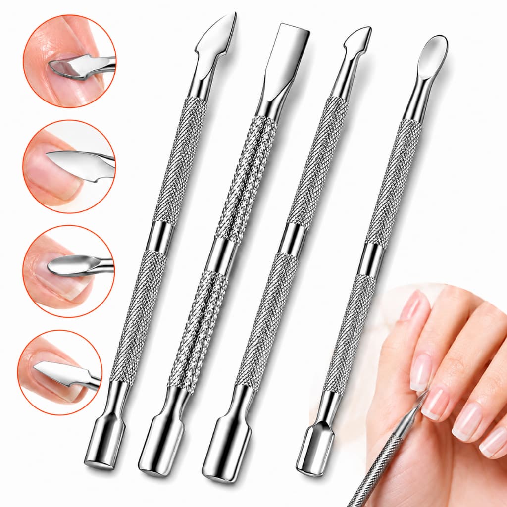 Kit 4 Espátulas Empurrador de Cutícula Inox Profissional Removedor Manicure Pedicure Unhas