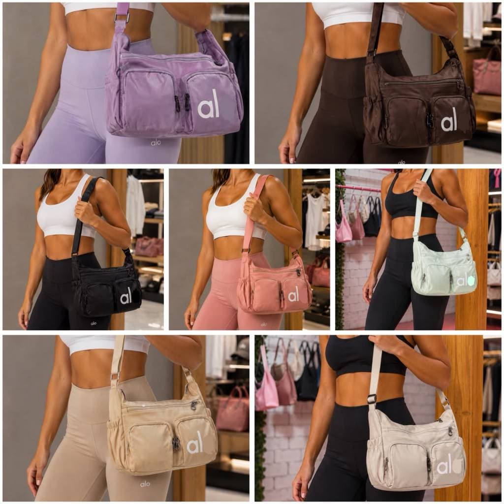 Bolsa Academia Feminina Esportiva Com Bolsos Frontais Utilitária Mala De Ombro Regulável Estilo Gringo Cargo Tiracolo