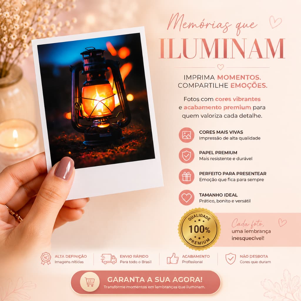 Kit Fotos Polaroid Personalizadas Impressão Fotográfica HD Papel Premium Presente Namorados Casal Imprimir Fotos