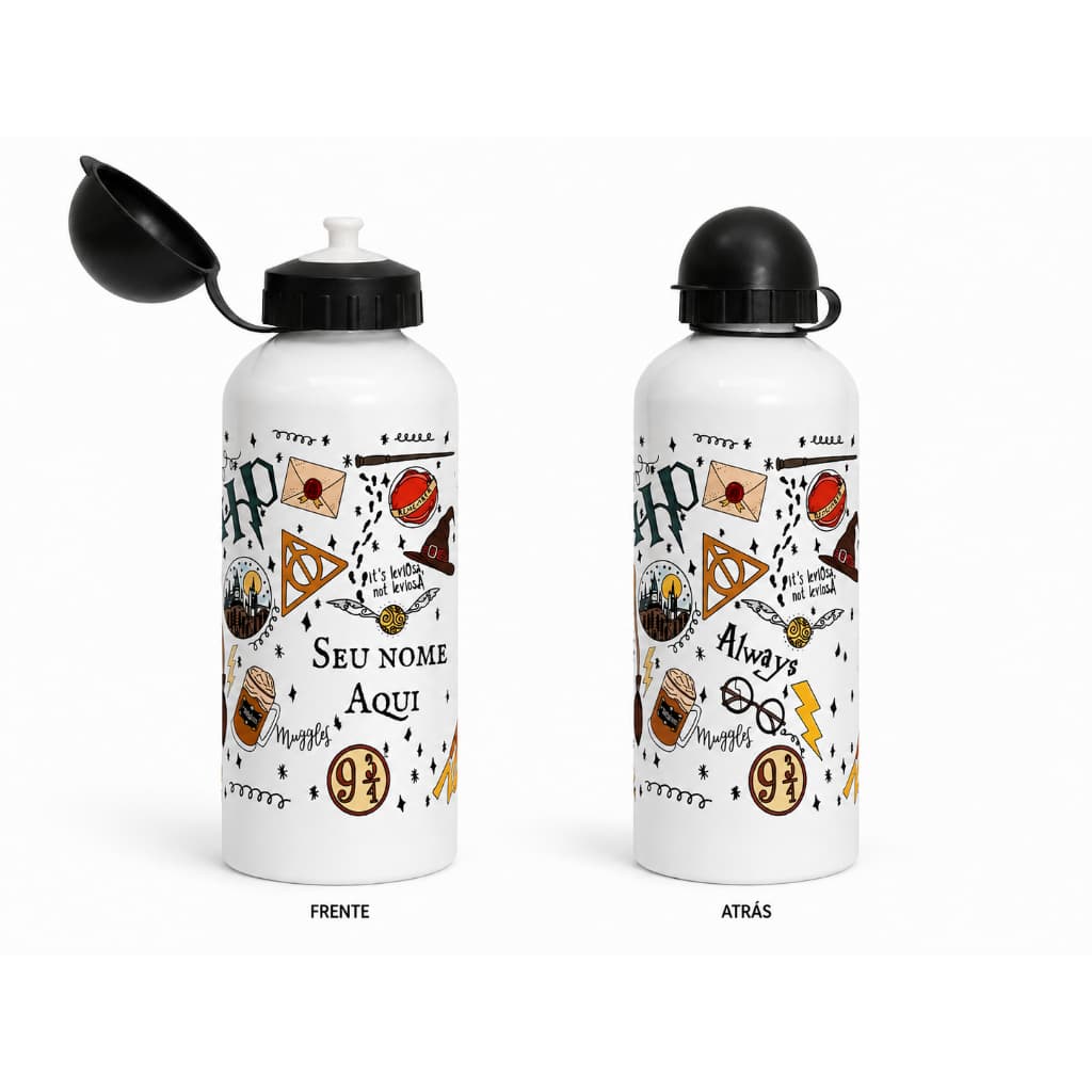 Garrafinha Squeeze Aluminio 500ml Harry Potter Personalizada com Nome
