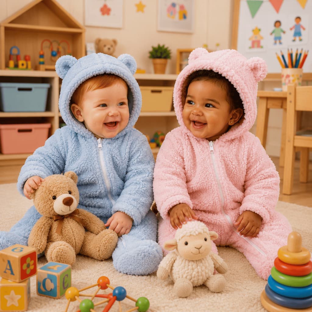 Macacão Bebê Ovelha Menina Menino Sherpa Peludinho Capuz Zíper Inverno 0 a 12 Meses