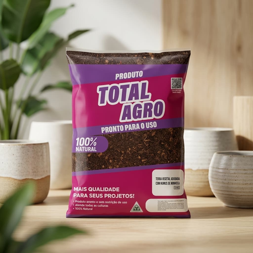 Terra Vegetal Adubada Com Húmus de Minhoca Para Vasos Horta Jardins Flores Planta 5kg Pronta Para Uso
