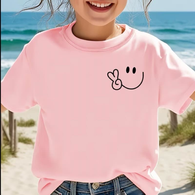 Camisa infantil meninas casual Camiseta Smile Algodao Envio Imediato