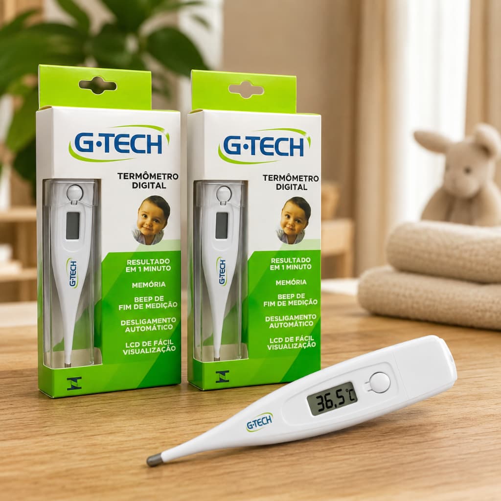 Termômetro Gtech Digital Preciso Clínico Febree Branco Adulto Bebê Infantil Corporal Original