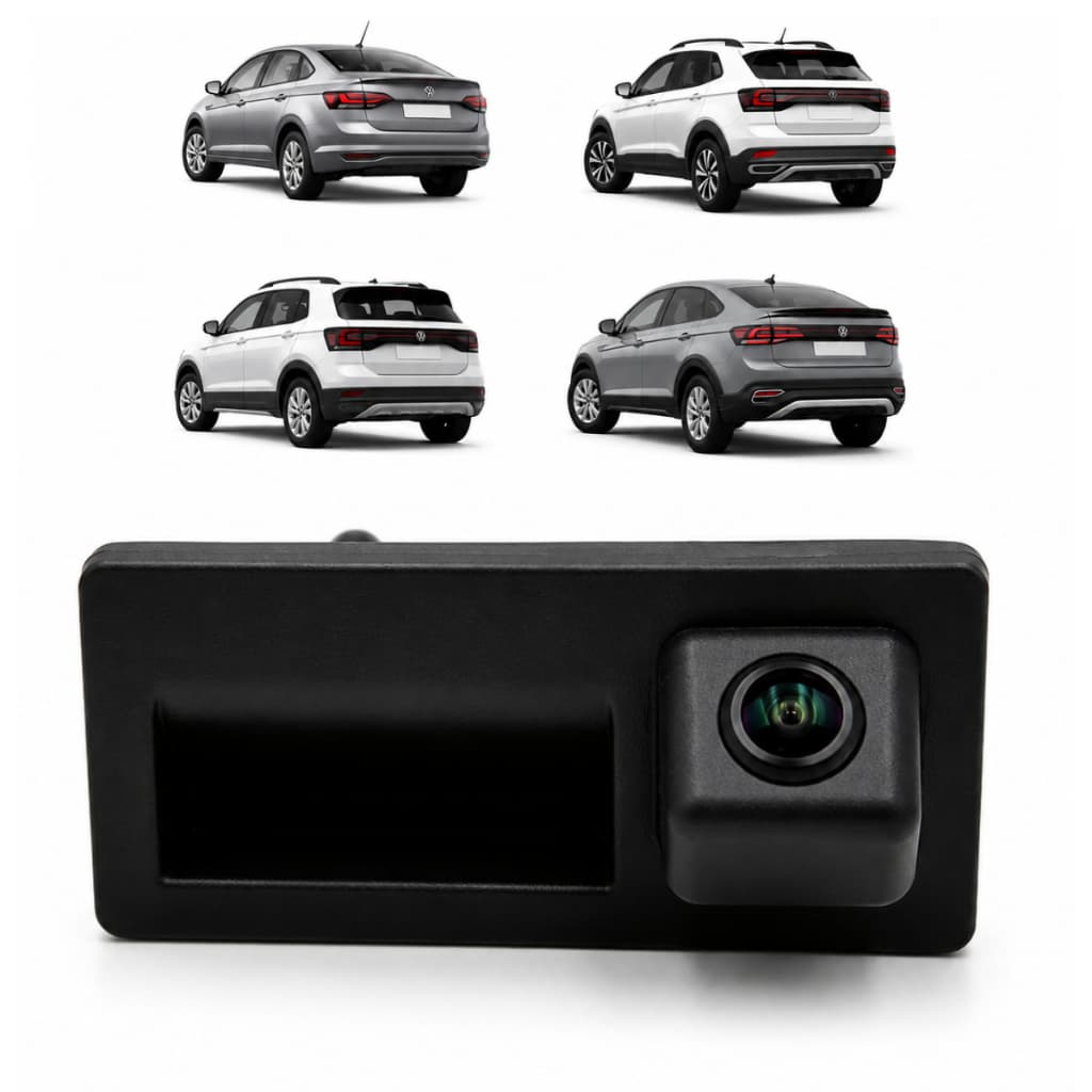 Camera de Ré Maçaneta Uppertech Para Carros Volkswagen Virtus T-cross Nivus Tera 180° Visao Noturna Com Botão
