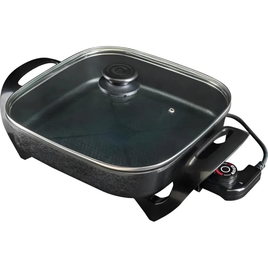 Panela Multifuncional Elétrica Quadrada 30cm Grill Antiaderente Portátil Cozinhar Assar Refogar