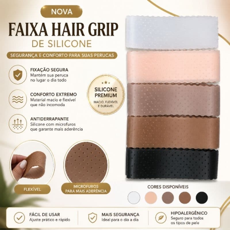 Faixa Hair Grip de Silicone para Fixar Lace & Peruca