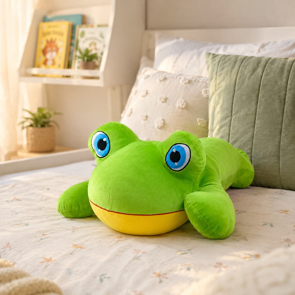 Sapo Pelúcia Gigante 80cm Xuxão Travesseiro De Corpo Almofada Grande Macia Zíper Refil Removível Presente