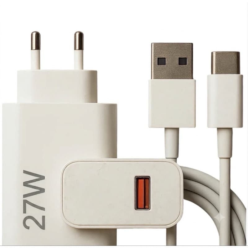 Carregador Turbo 27w Usb-c Cabo 1m Bivolt 110/220 Rápido IPhone Samsung Xiaomi