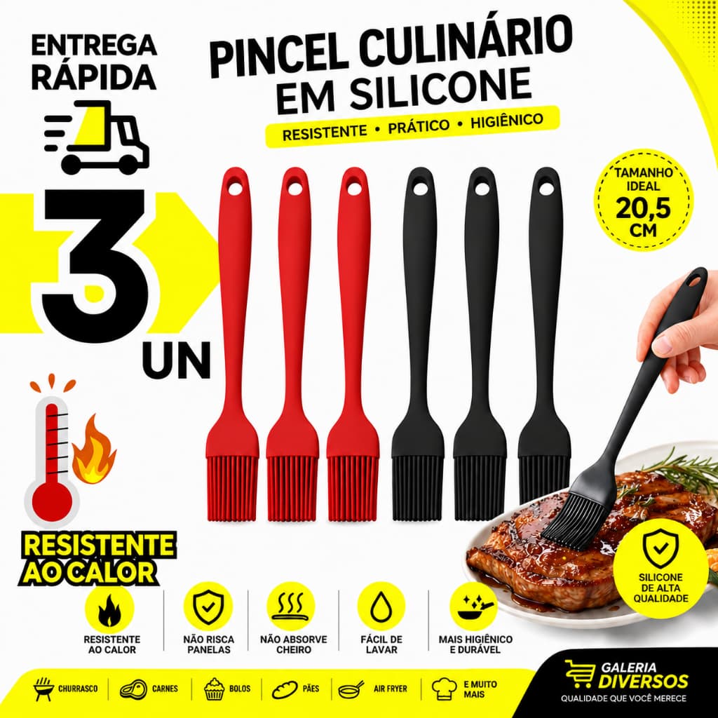 3, 2 ou 1 Pincel Culinário de Silicone Untar Forma Pão Molhos Cozinha Churrasco Resistente ao Calor