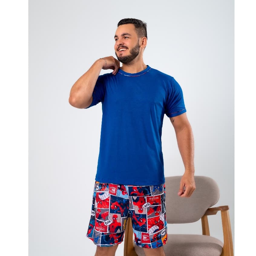 Pijama masculino ADULTO curto confortável suede LF062AD