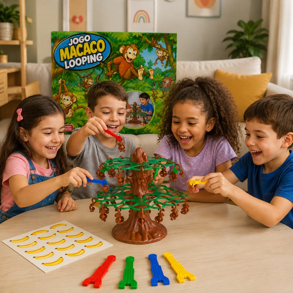 Brinquedo Pula Macaco Interativo Infantil Diversao Saltos Equilibrio Presente Criancas