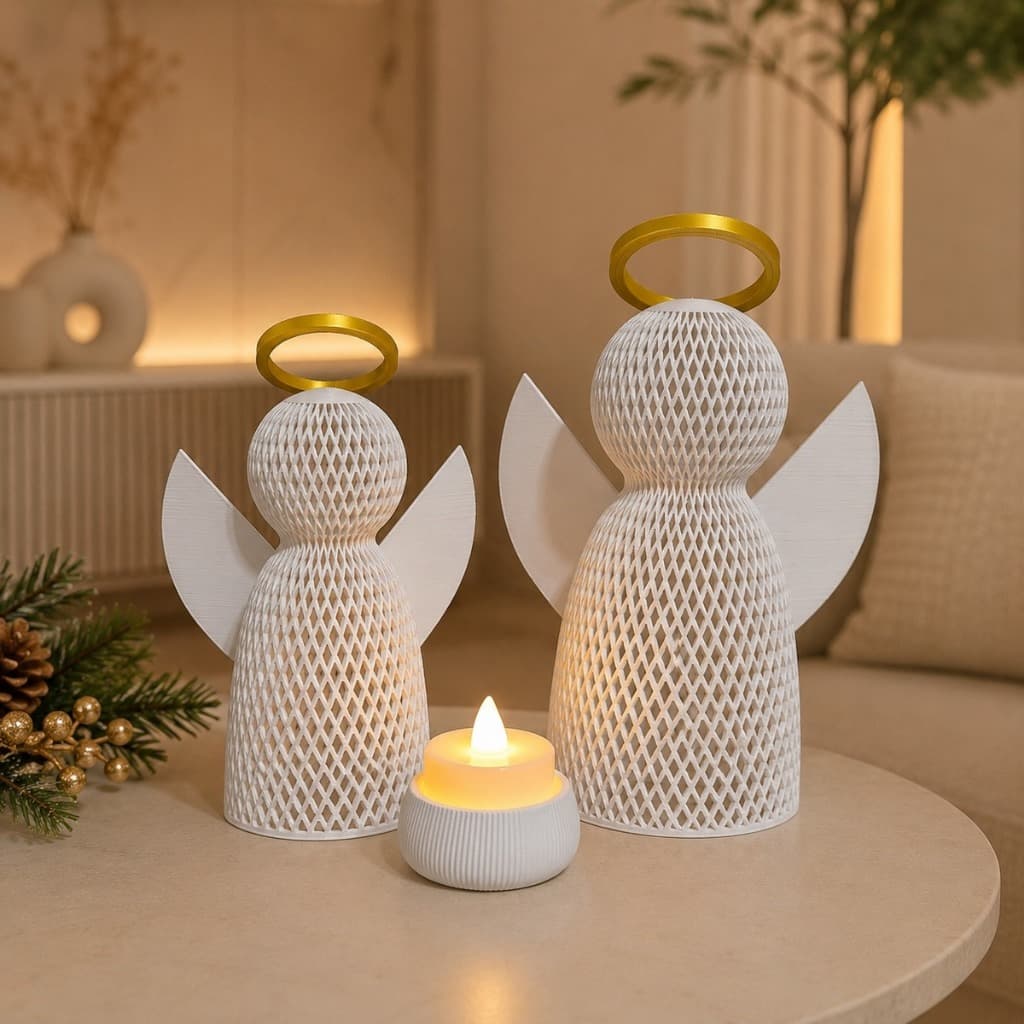 Anjo Decorativo Anjo da Guarda com ou sem Vela LED Luminária Anjinho Decoração Religiosa Batizado Presente