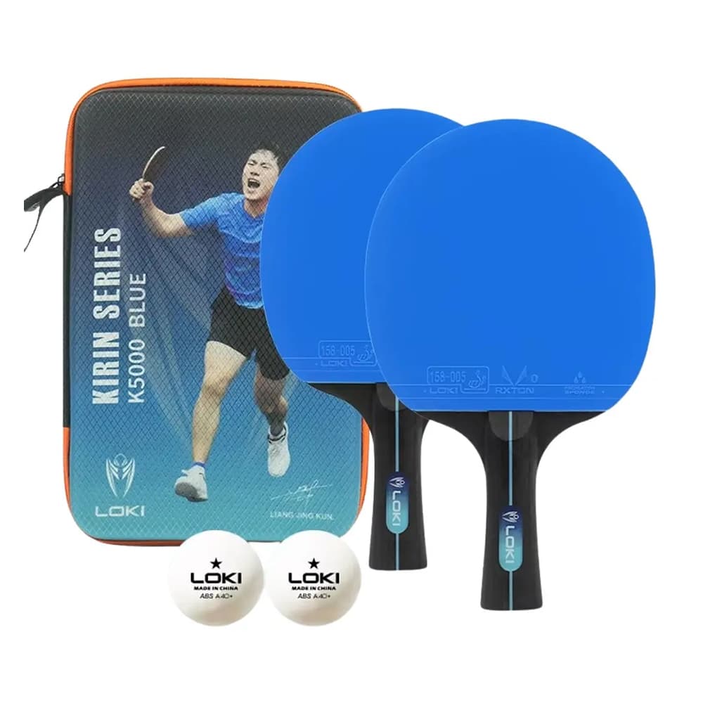 Kit Tênis de Mesa Loki K-5000 2 Raquetes FL ITTF Bolas Capa