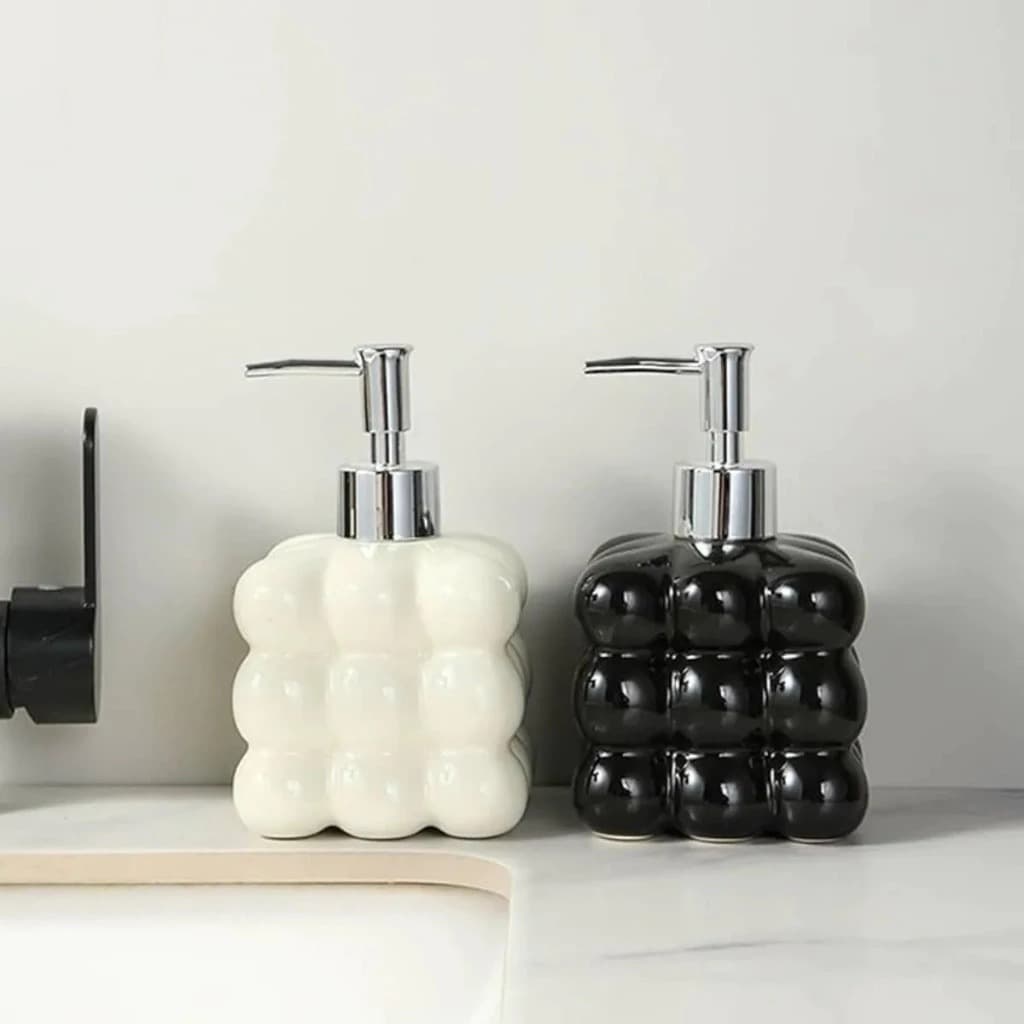 Porta Sabonete Liquido Decorativo de Porcelana Premium Dispenser Liquido
