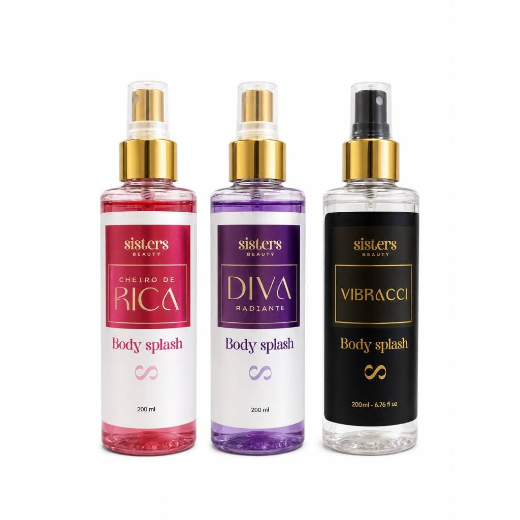 KIT 3 Body Splash Sisters Beauty 2 Feminino 1 Masculino Alta Fixação