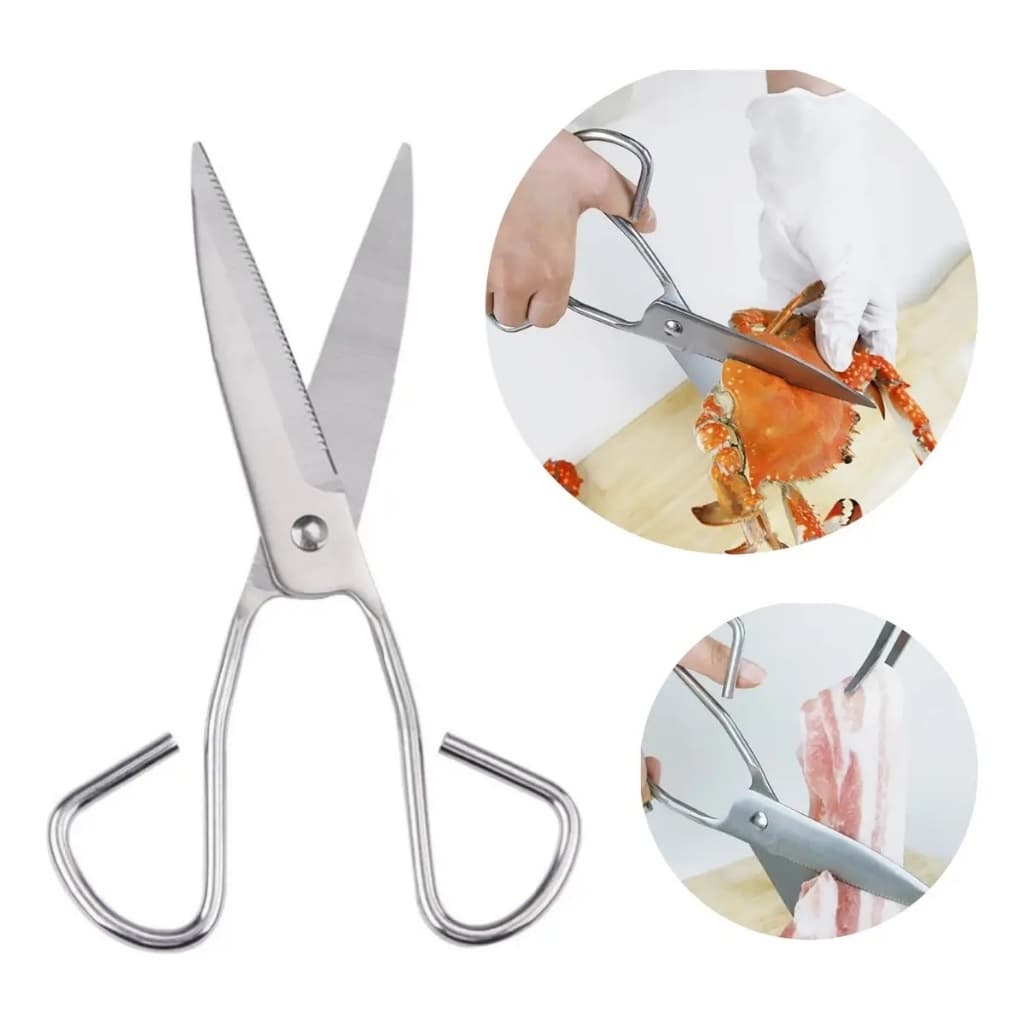 Tesoura Cozinha Aço Inox Lâminas Largas 18cm Corte Preciso