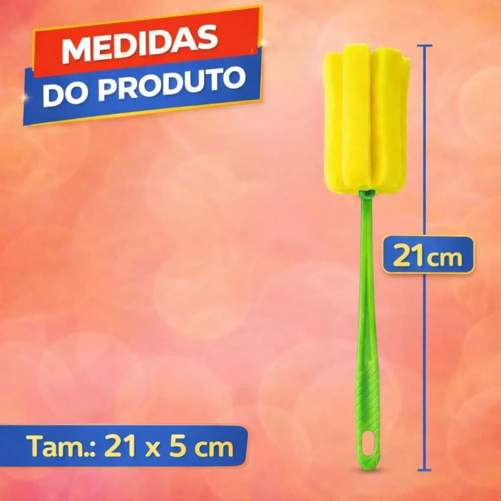 Escova Esponja Lava Mamadeira Garrafa Bucha Cabo Limpeza