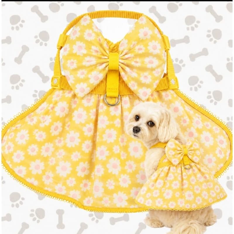 COLEIRA PEITORAL SAIA FLORAL amarelo  PET MICRO E PEQUENO