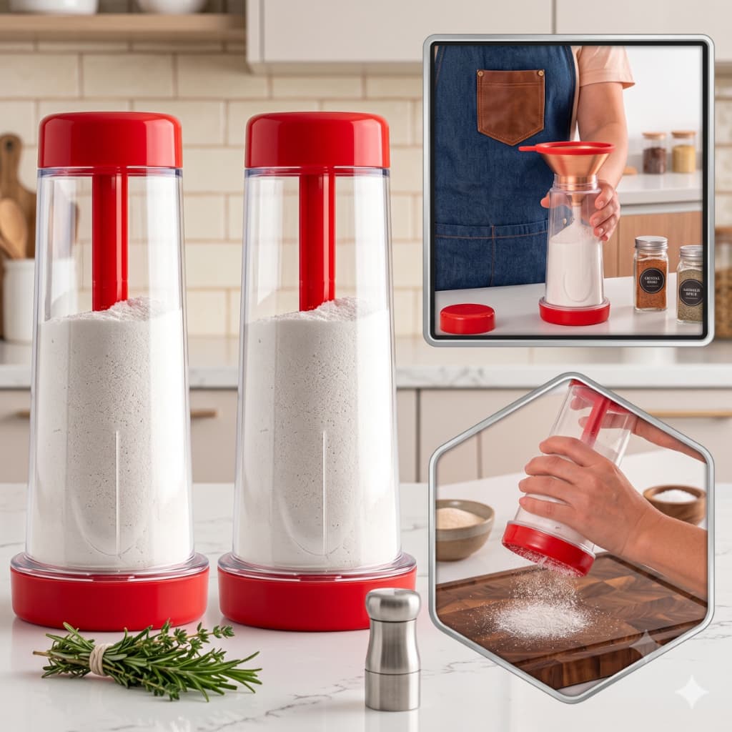 Kit 2 Tapioqueiras Peneira Polvilhador Organização Praticidade Cozinha Organizada