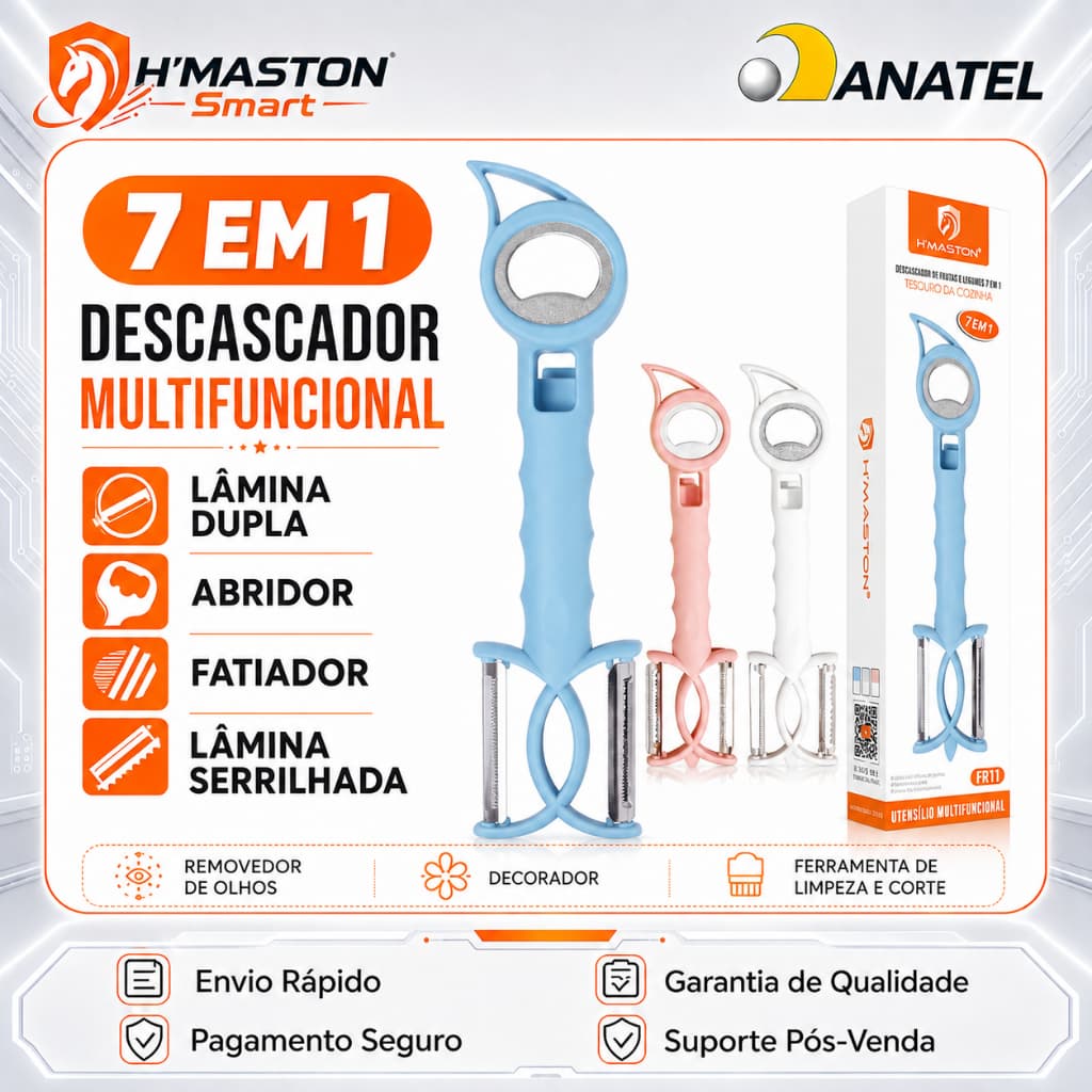 H'Maston FR11 Descascador De Legumes Profissional Descascador De Verduras E Legumes 7em 1 Descascador De Batata