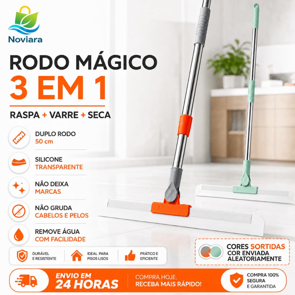 Super Rodo 2 em 1 vassoura magica, 78-150cm Escalável rodo de silicone mágico Cabo Longo Ajustável
