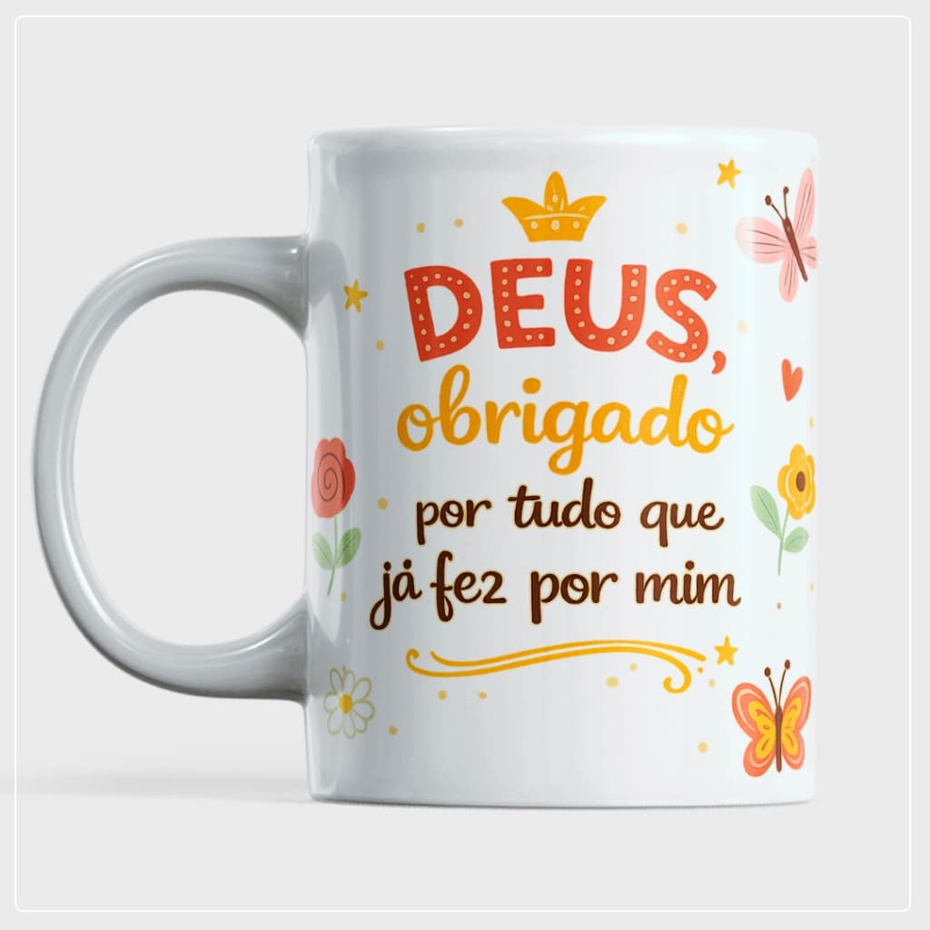 Caneca Cristã com Versículo Bíblico | Caneca de Fé e Gratidão | Presente Religioso Evangélico - 325ml