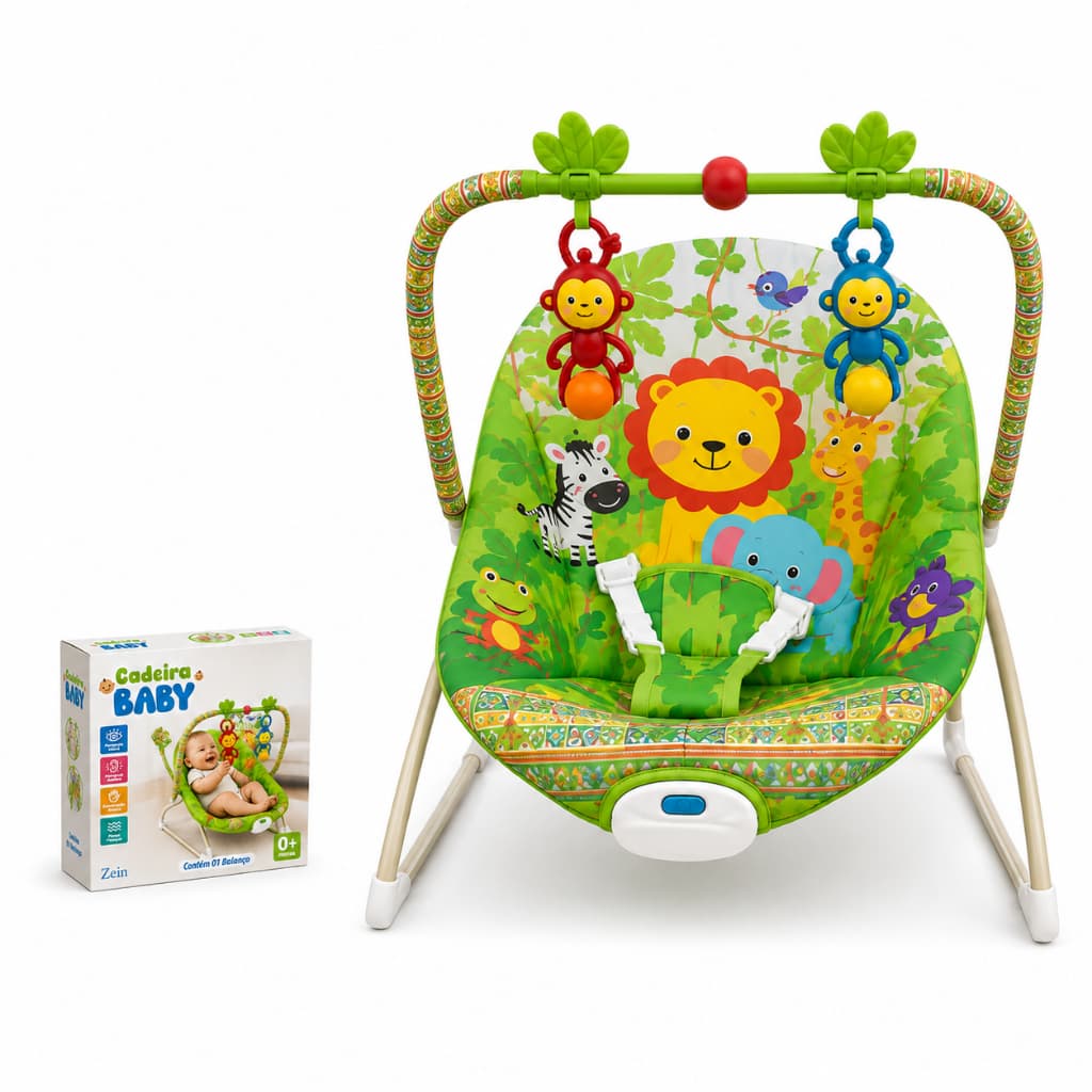 Cadeirão de Descanso Bebe Vibra com Mobile Interativo Colorido