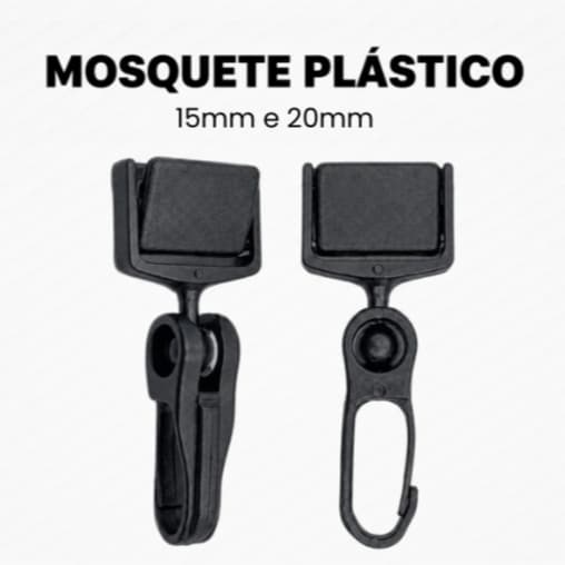 Mosquete Plástico 15mm ou 20mm com Engate para Cordão de Crachá, Tirante ou Credencial 100 unidades