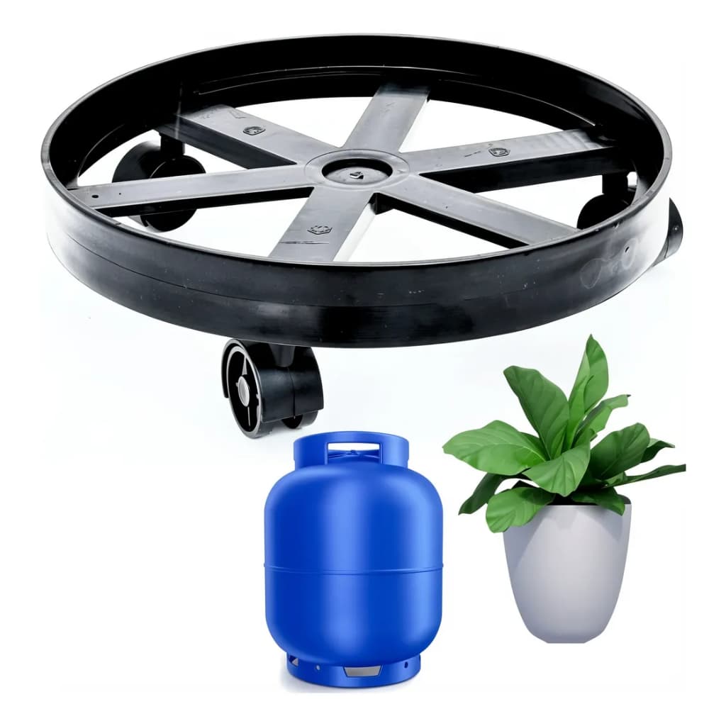 Suporte Para Botijão De Gás Vasos Galão Base Com Rodinha - Varias Cores