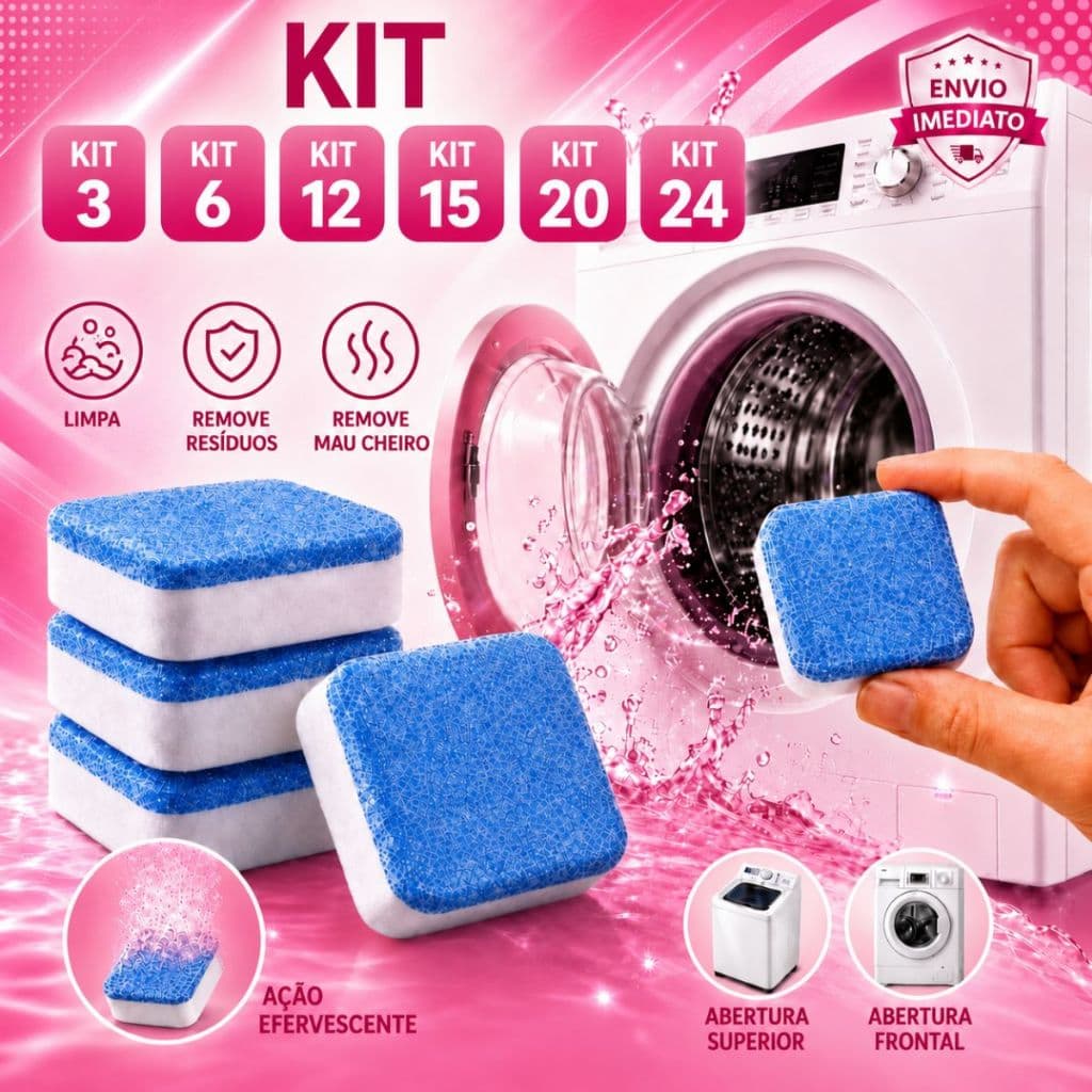 Pastilhas Limpa Máquina de Lavar Roupas Efervescentes Anti odor Remove Resíduos
