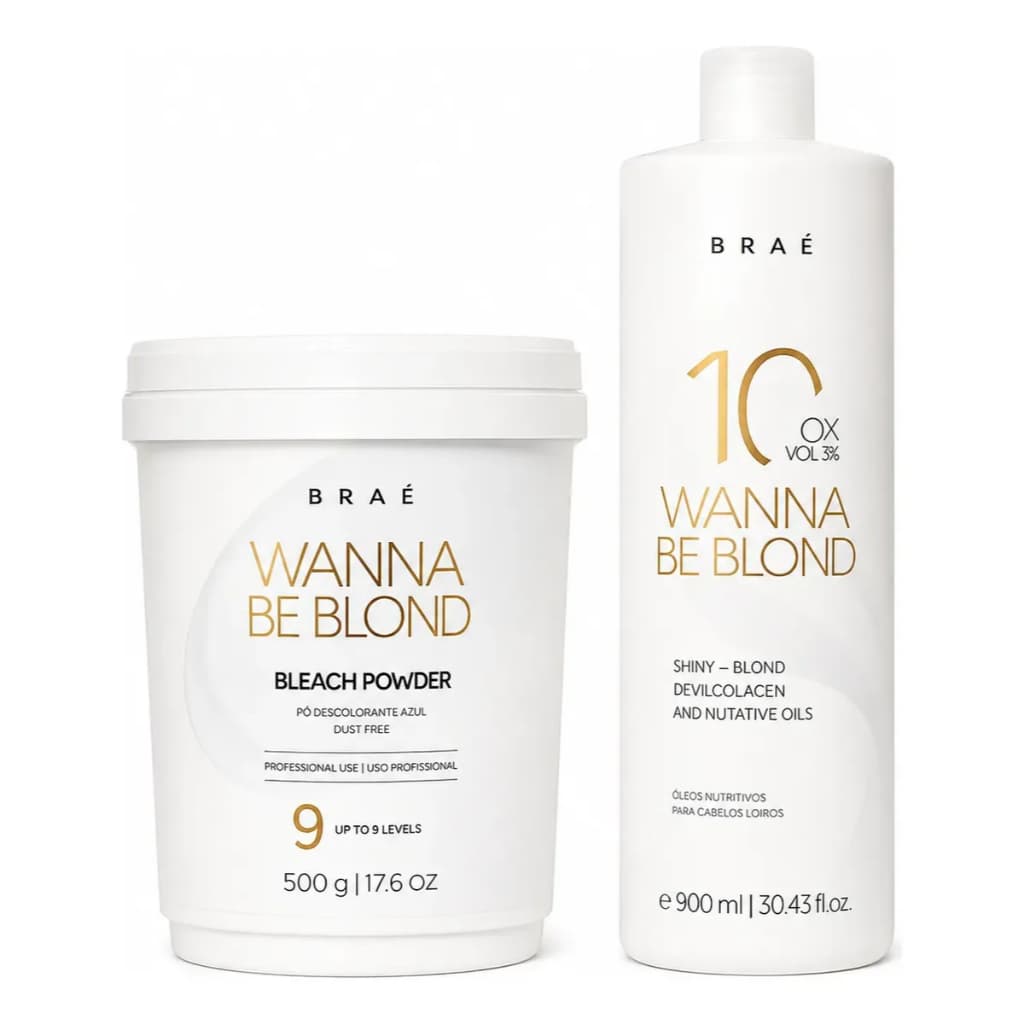 Braé Wanna Be Blond Kit Pó Descolorante Oxidante 10 Volumes
