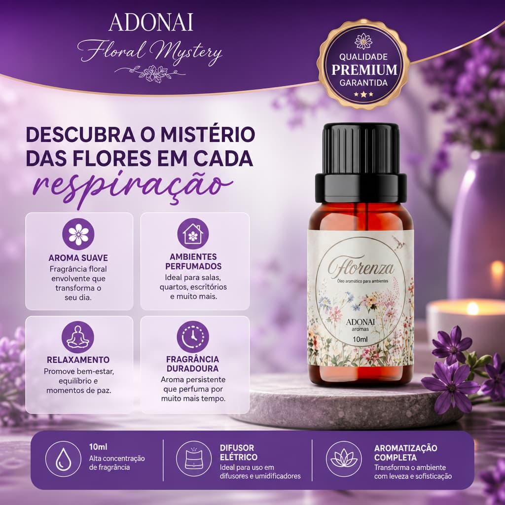 Essência Aromática Floral Mystery 10ML Aroma Difusor Elétrico Umidificador Aromatização Suave Fresco