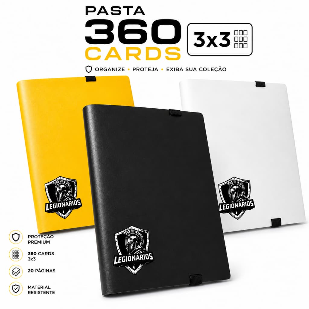 Pasta Álbum Para Cards Pokemon | Magic | Yu-Gi-Oh! | TCG - Porta Cartas Grande com 360 Slots Presilha Elástica
