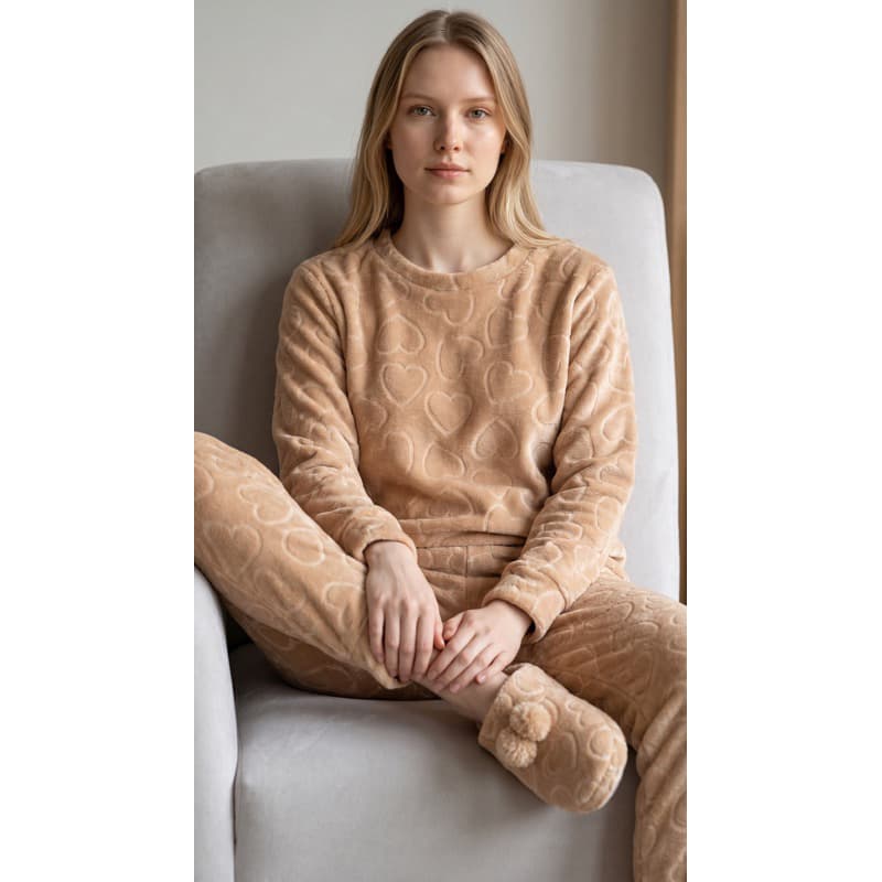 Conjunto Pijama Feminino em Fleece Peludinho Macio Quentinho Soft Inverno Premium cores aleatório