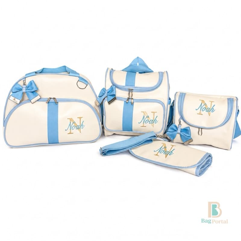 Kit Maternidade Bebê Luxo Personalizado 4 peças Bolsa Mochila Mala Maternidade