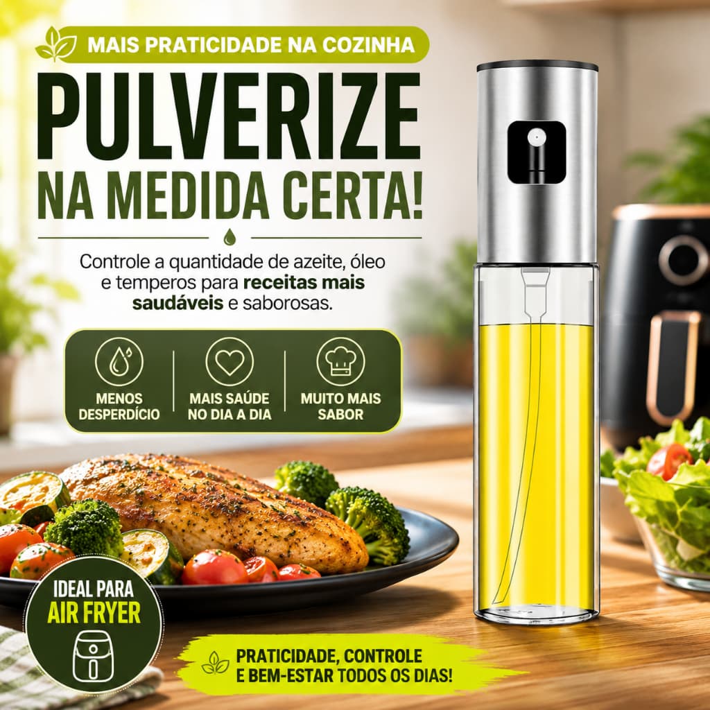 Spray Pulverizador de Azeite 100ml Borrifador de Óleo Vinagre em Vidro para Air Fryer Cozinha Cores Sortidas