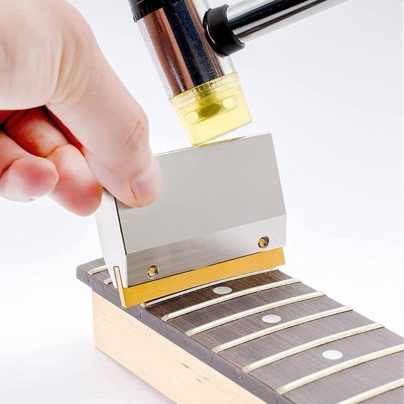 Kit Bloco Prensa De Trastes E Inserto De Latão Raio 16 Luthieria