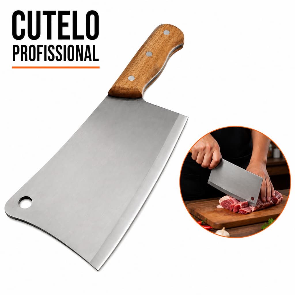 Cutelo Profissional Com Furo Em Aço Inox 28cm Premium