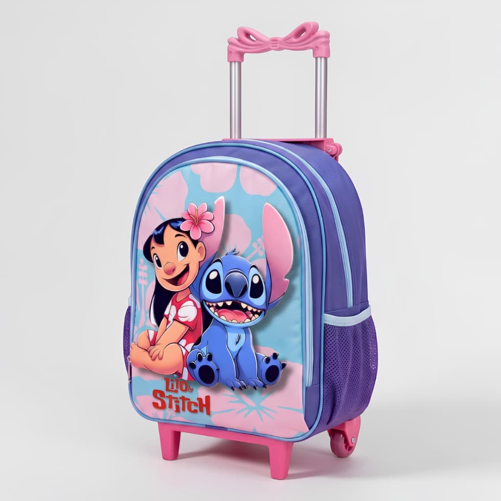 Mochila Rodinha Infantil Escolar Menina Lilo Stitch Feminina