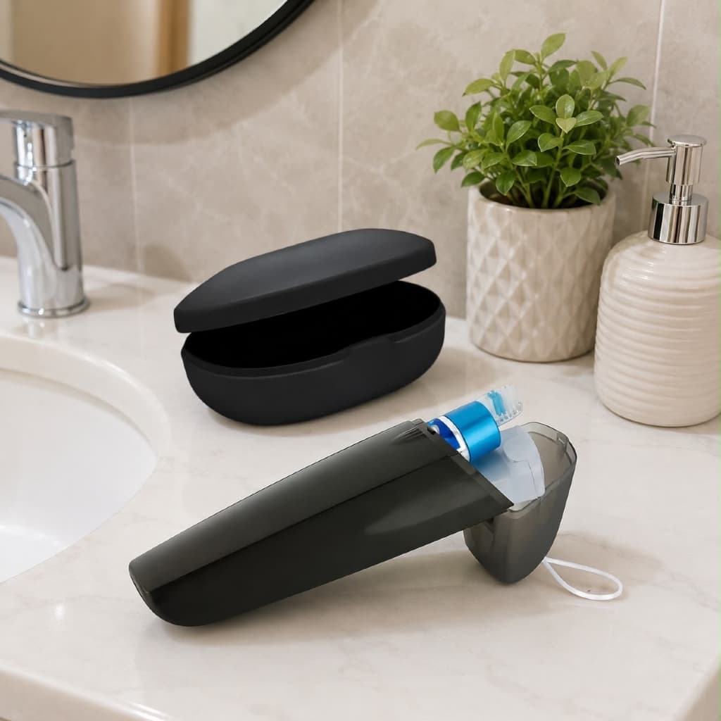 Kit Viagem Porta Escova Dental e Saboneteira Estojo Higiene Pessoal Casa Banheiro