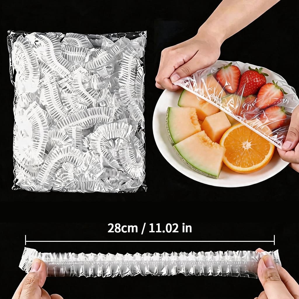 Tampa elástica descartável para alimentos transparente universal ajustável resistente livre de BPA para pratos tigelas f