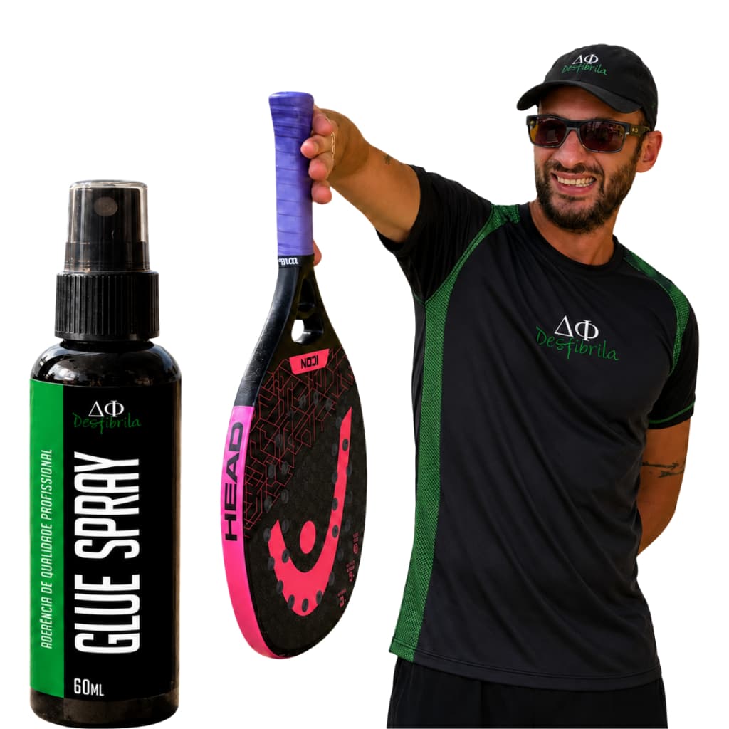 Cola Grip Spray Desfibrila Raquete de Tênis, Beach Tennis e Padel - Antiderrapante, Alta Fixação, Secagem Rápida