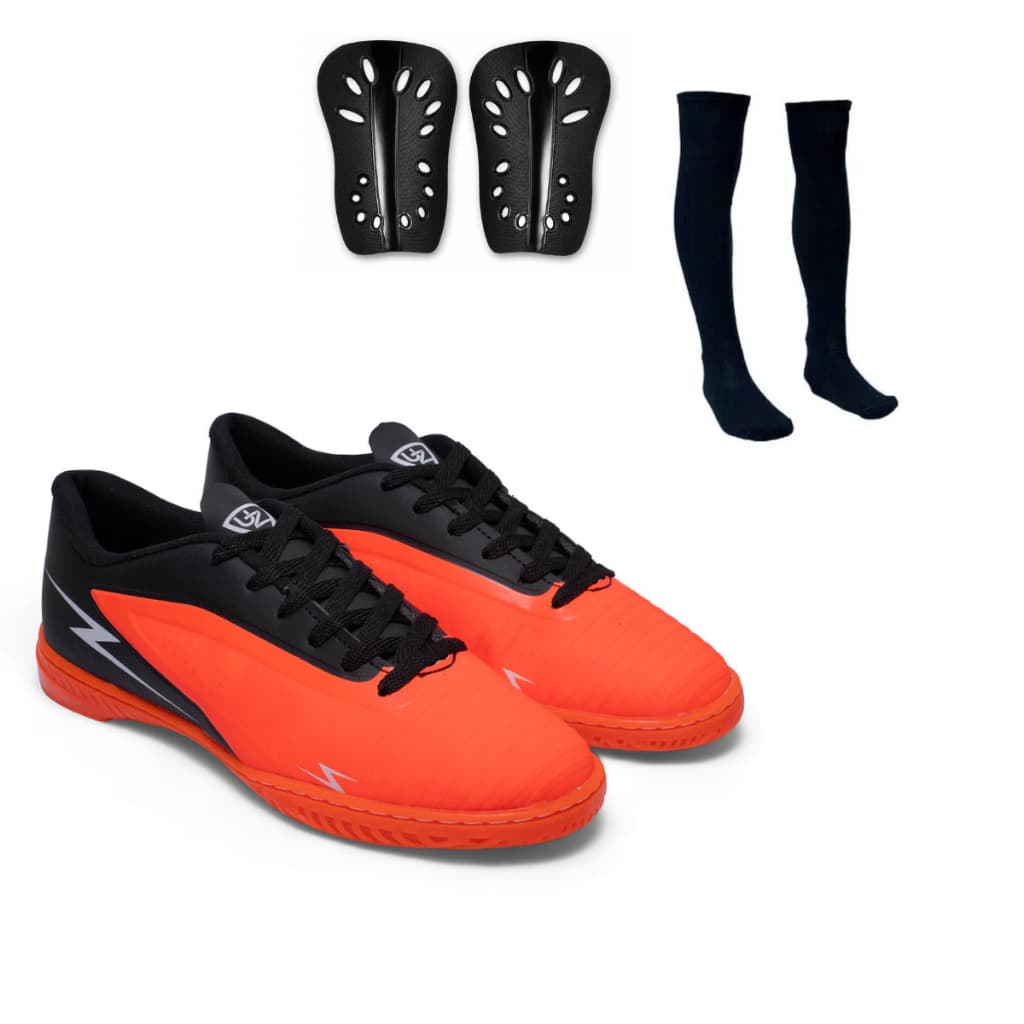Chuteira Futsal Quadra Striker Leve Confortável Uzze Sport + Meião + Caneleira