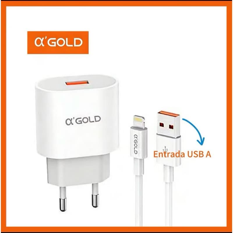 Carregador IPhone Kit Fonte e Cabo Turbo 30w Tipo C p/ Lightning e  Tipo C p/ Tipo C A´Gold PRO